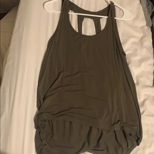Dark green open back tank top